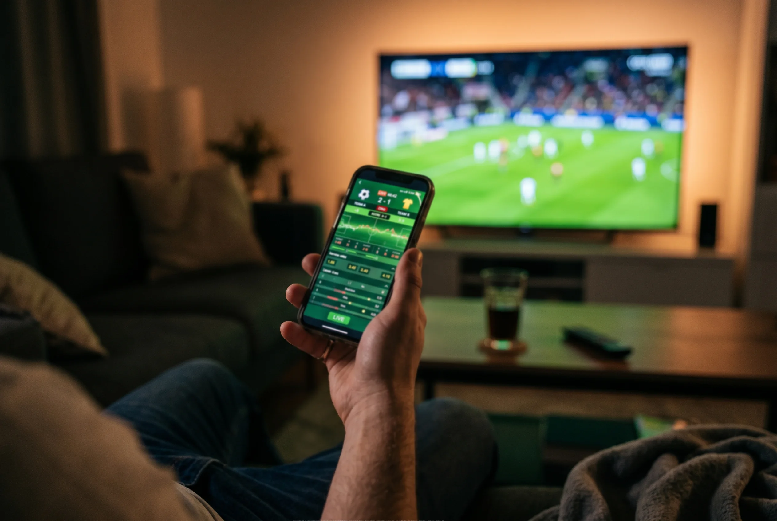 Smartphone met live sportweddenschappen en real-time odds na een iDEAL-storting
