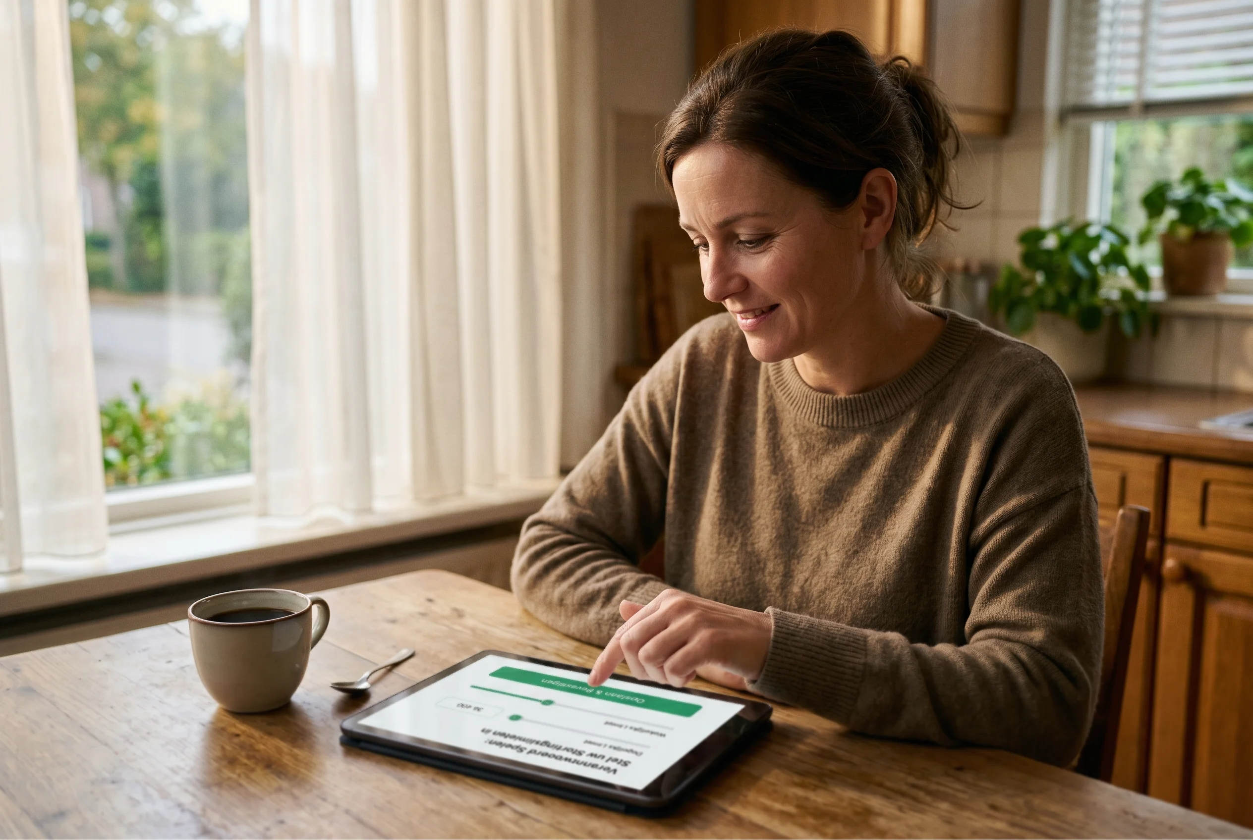 Persoon stelt speellimieten in op een tablet bij een legale bookmaker